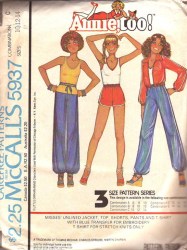 5937 78 ZIP JACKET, TOP, BOTTOMS, T SHIRT, TRNSFR PATTERN 8-12